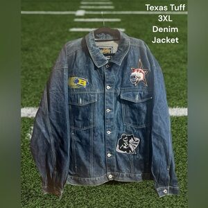 Texas Tuff, Size 3XL, NFL Football button up denim jacket. @28